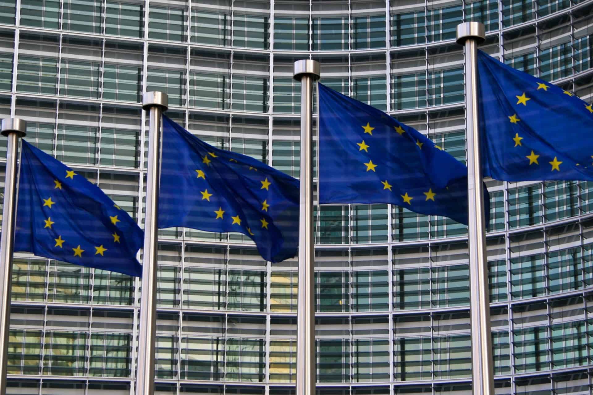 EU flags waving.