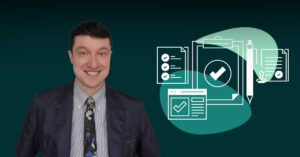 Cover image for a blog post about CMMC Phase II updates. Image features a picture of the author against a stylized green background.