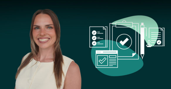 Cover image for a blog post about how organizations determine their NIST CSF 2.0 maturity levels. Image features a picture of the author against a stylized green background.