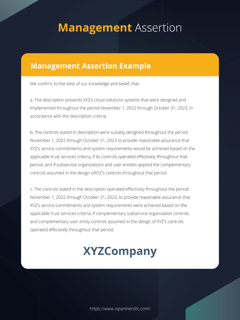 Management Assertion soc 2 report