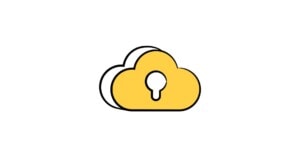 Cloud illustration with a key hole in the middle.