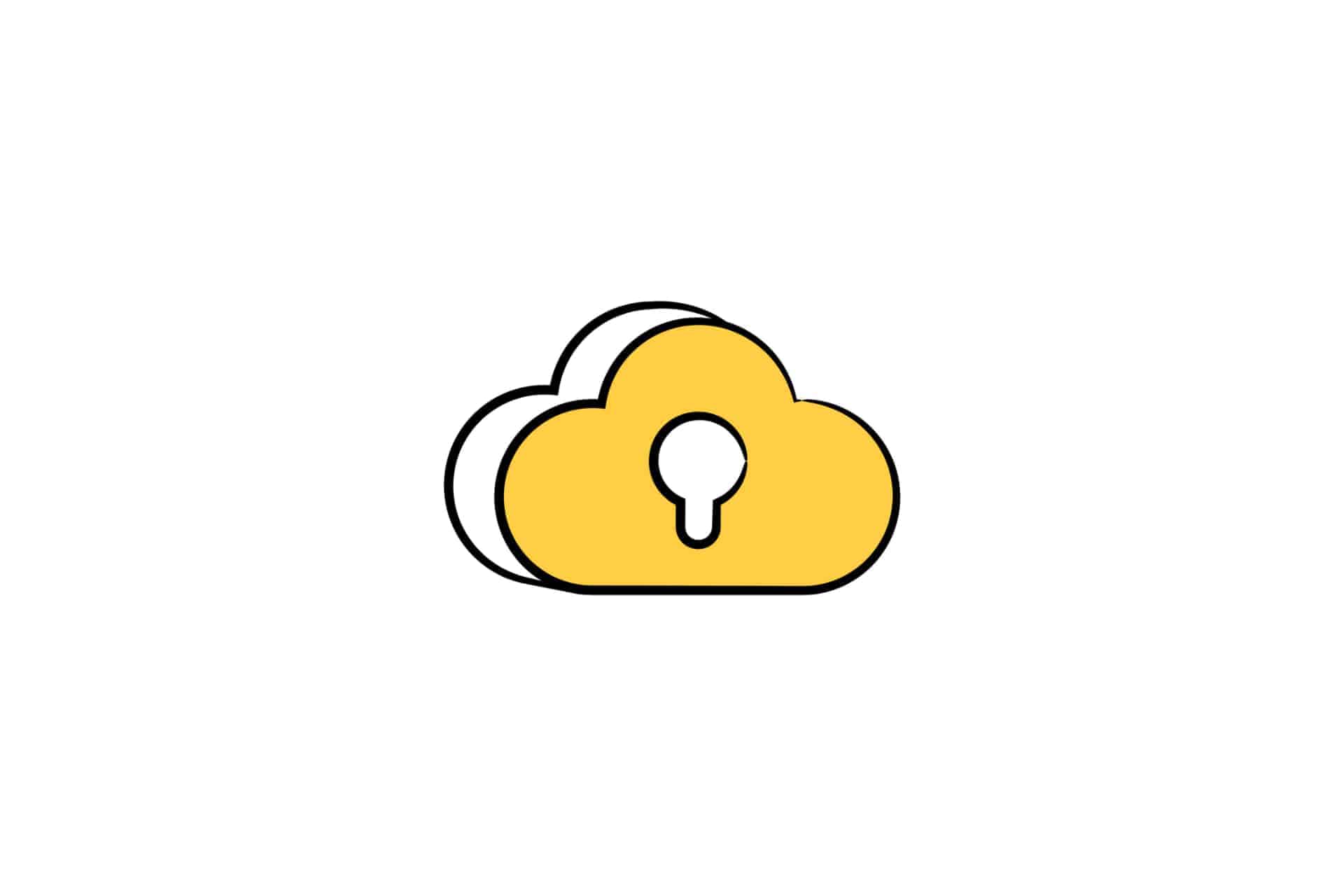 Cloud illustration with a key hole in the middle.