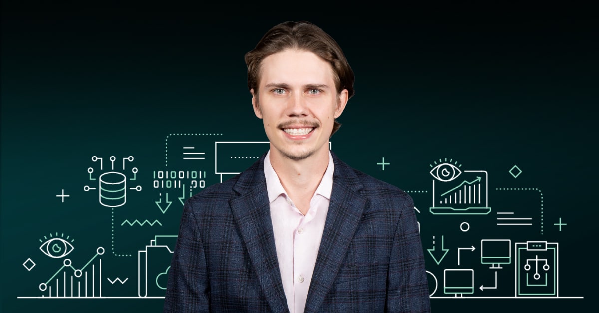 Cover image for a blog post about the ISO 27001 controls list and how ISO 27001 controls work. Image features a picture of the author against a stylized green background.