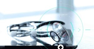 Studio macro of a stethoscope and digital tablet with shallow DO