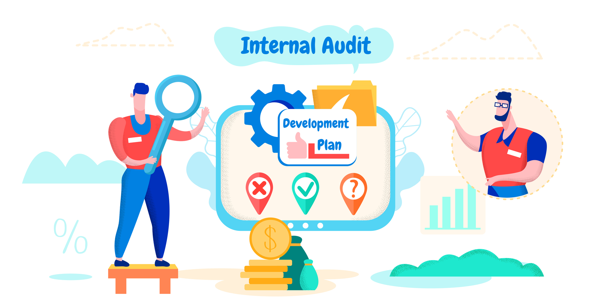 illustration of internal auditor reviewing a disaster recovery plan