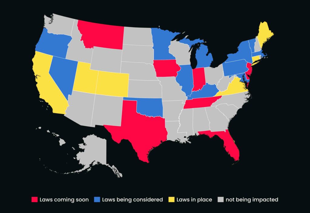 map of states with data privacy laws