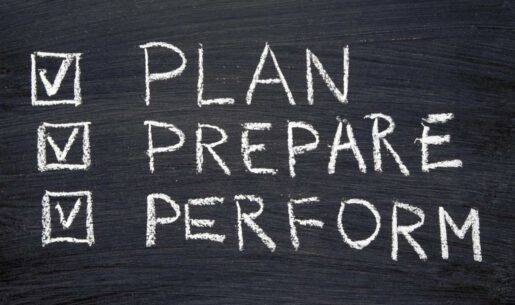 Plan, prepare and perform written on a blackboard and checked off.