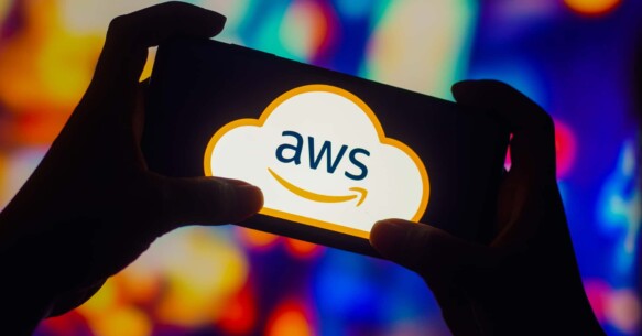 September 28, 2022, Brazil. In this photo illustration, the Amazon Web Services (AWS) logo is seen displayed on a smartphone