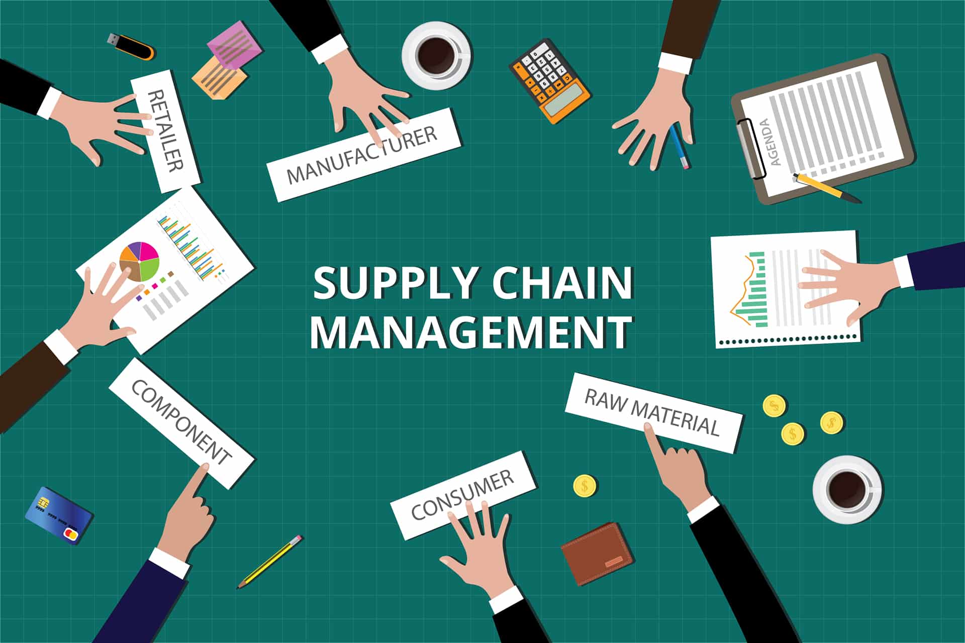 illustration of a business meeting about supply chain management